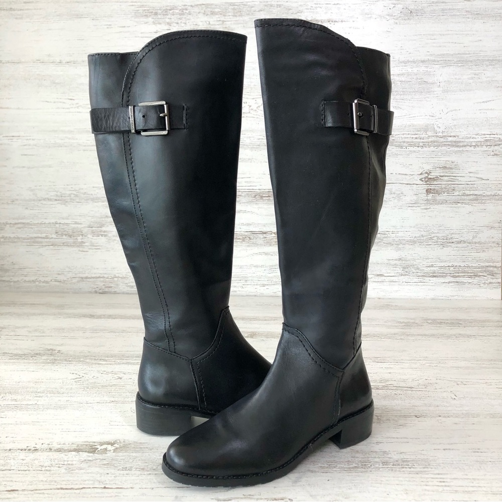 ARTURO CHIANG Tall Leather Darren Buckle Riding Boots Black 6.5 Equestrian